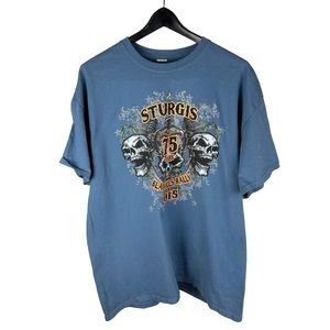 Mens Y2K Sturgis 75th Anniversary Black Hill Rally Motorcycle Shirt Size L